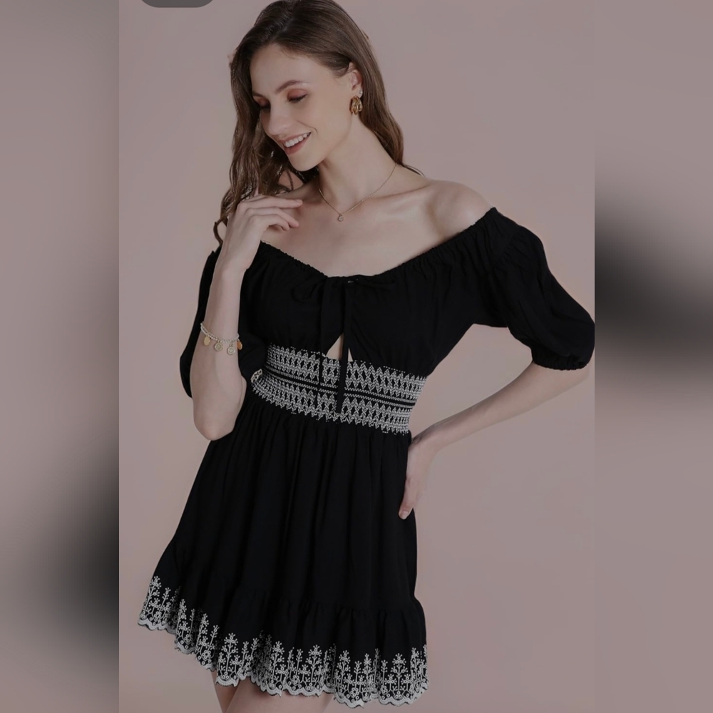 River Island Mini Dress With Embroidery Detail